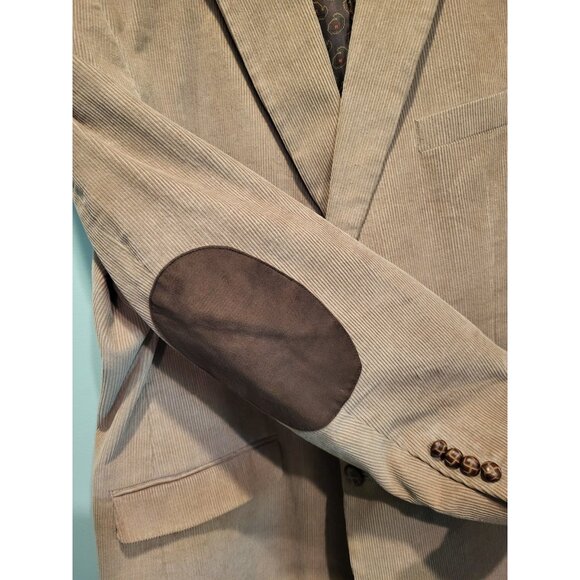 Mens Chaps Beige Corduroy Elbow Patch 2 Button Sportcoat Blazer Sz 48r - Picture 4 of 9